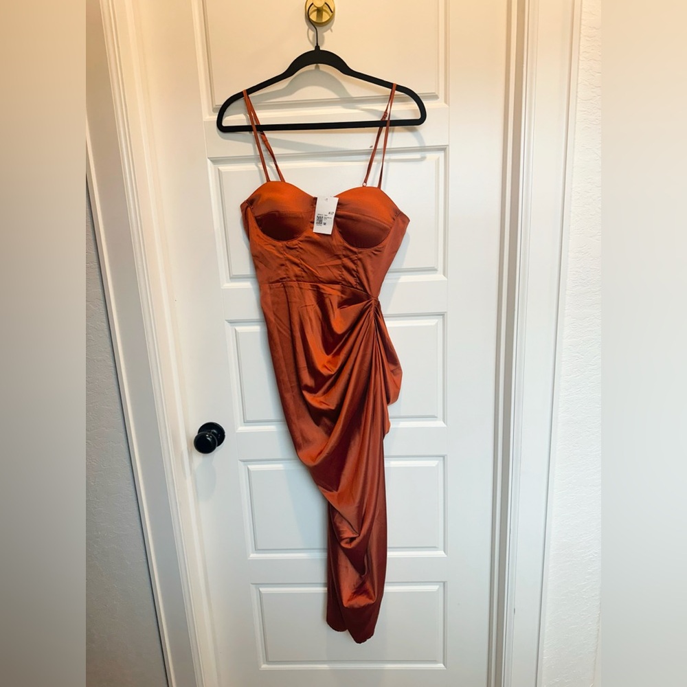 Forever 21 Satin Bustier Drape Midi Dress